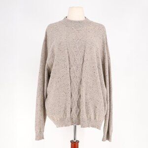 KUNA Baby Alpaca Blend Speckled Cable Knit Sweater Light Beige Tan Size XXL